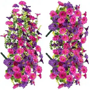 Artificial Hanging Flowers  UV Resistant Fake Flowers for Outdoor Decor Realistic Silk Flower Faux Plants for Patio Porch Garden Yard