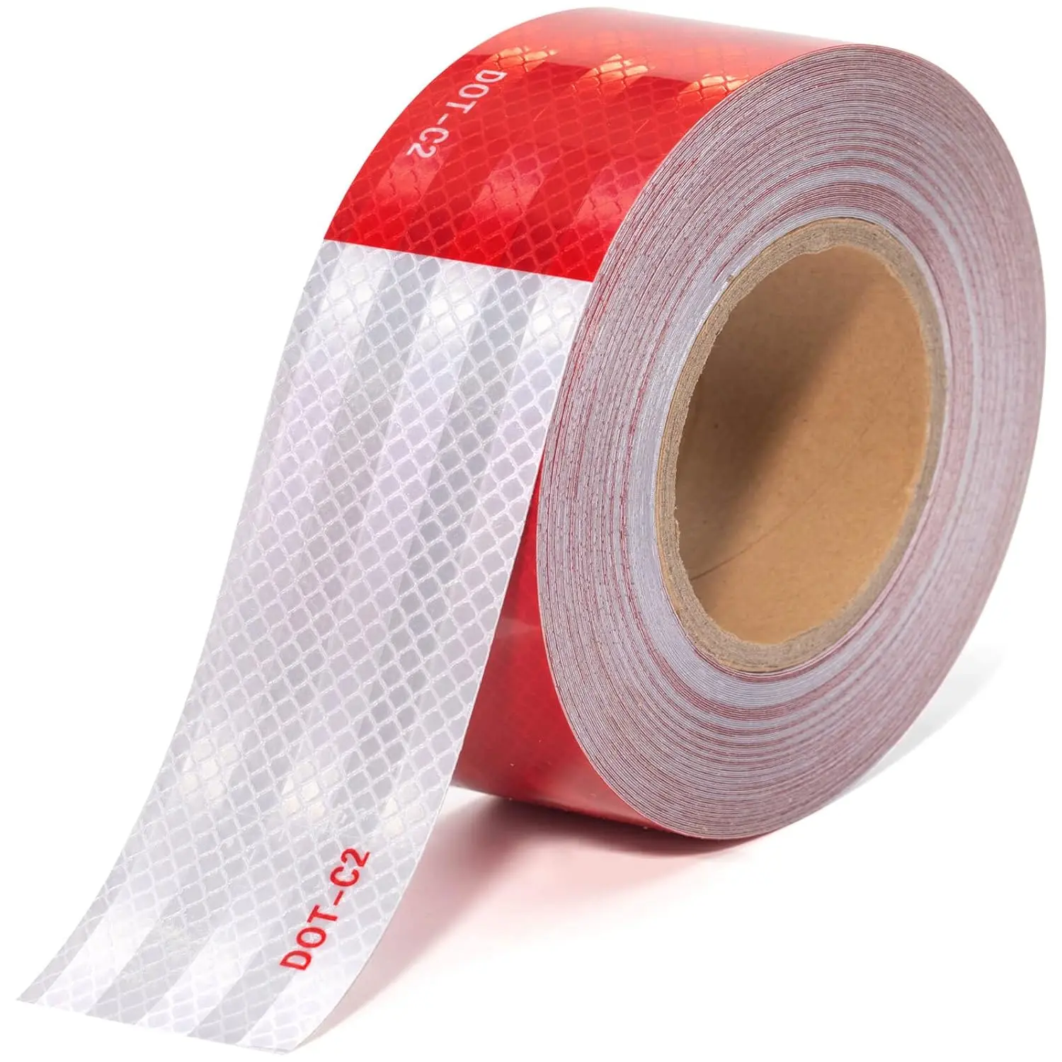 Durable High Visibility Reflective Safety Tape, 2 in x 30 ft Waterproof Red and White Conspicuity Tape for Trailer, Outdoor Use