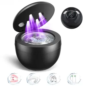 Dental Ultrasonic Retainer Cleaner Machine - 45kHz Dental Cleaning Pod with 304 Stainless Steel Tank, UVA & UVC, Digital Timer & 200ML Capacity for Braces, Mouth Guards, Dentures, Aligners,  Night Guards, Toothbrush Heads, Jewelry, Home and Travel Use