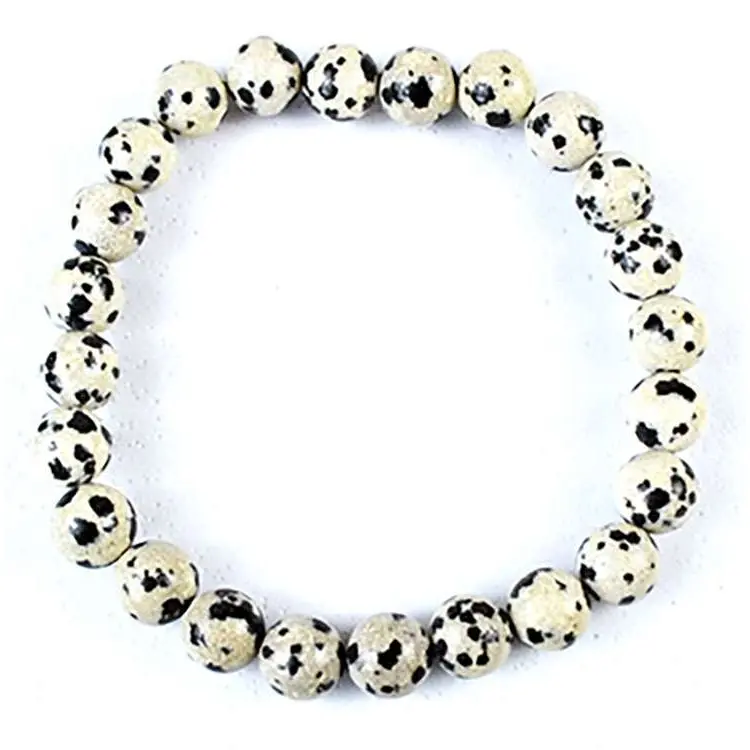 8mm Dalmatian Jasper Bracelet Playful Grounding Joy Stone