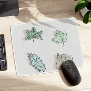 Pastel Leaf Design Mouse Pad | High-Density Fiber Surface for Precise Control | Anti-Slip Base & Durable Stitched Edges | Customizable Logo (10.24x8.27in)
