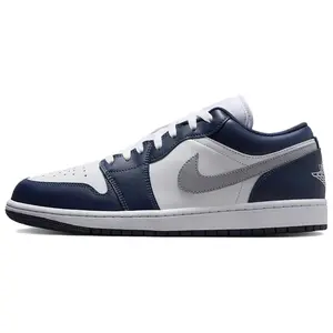 Jordan Air Jordan 1 Comfortable Stylish Non-Slip Low-Top Retro Basketball Shoes Men's White Blue 553558-141 Authentic Certified Training Shoes
