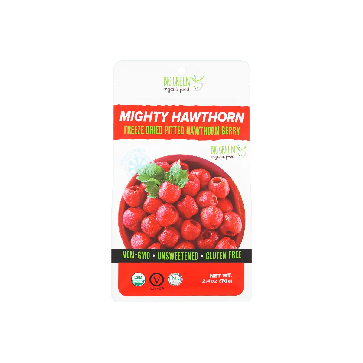 BIG GREEN Organic Hawthorn Berry Snacks 70g - USDA Certified, Authentic Hometown Flavor