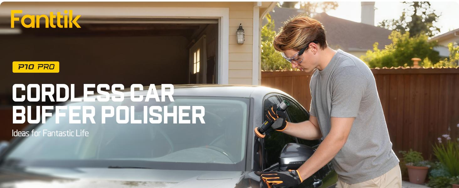 Fanttik P10 Pro Mini Car Buffer Polisher, 4000mAh Cordless Rotary Car Polisher Waxer, 2 Inch/3 Inch, 3 Variable Speed 300-950 RPM Car Detailing Kit for Polishing, Sanding, Waxing and Cleaning