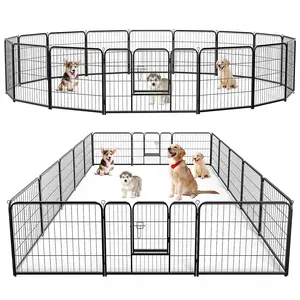 8/16-Panel Metal Dog Playpen with Door | 24"/32"/40" Inch High Indoor/Outdoor Pet Fence for Puppy, Small & Medium Dogs | For Home, Yard, Garden