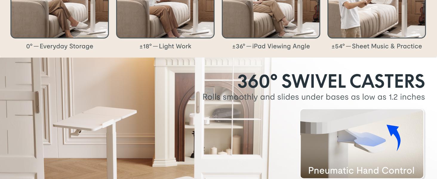 【SummerVibes】FLEXISPOT H7 Flex Height Adjustable C-Shaped End Table with Split Tilting Top, Mobile Side Table for Sofa & Bedside, Space-Saving Slide Under Furniture, Rolling Laptop Desk for Small Spaces, WFH Essentials, Versatile Home Gift tiktokshopsprin