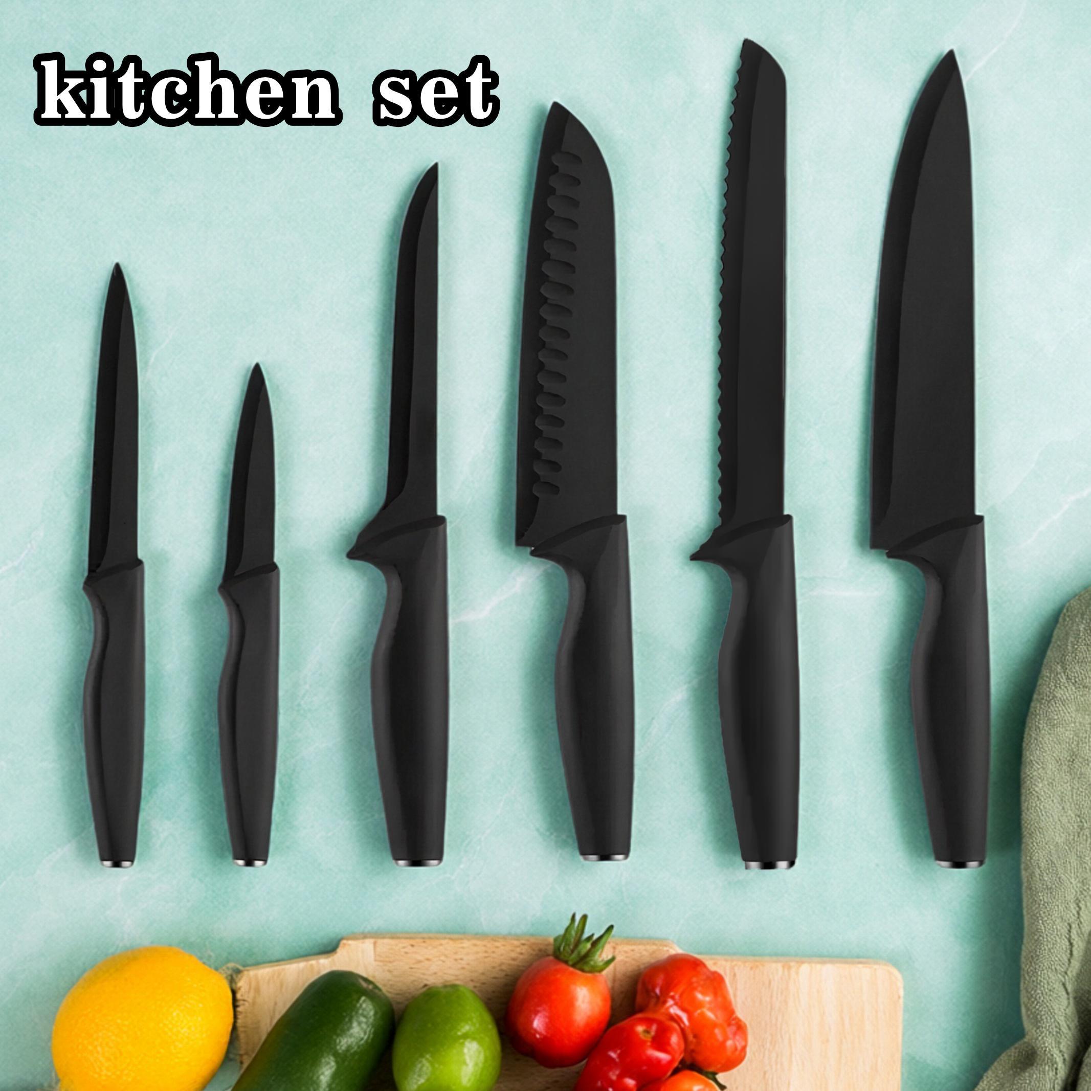 15-Piece Kitchen Knife Set: Solid Wood & Plastic Knife Block, Including Chef's Knife, Japanese-Style Knife, Meat/Vegetable Knife, Chicken Bone Knife, German-Style Steak Knife. Multi-Color Stainless Steel, Ideal for Home Storage & Gifting. Silicone Cutting 15-Piece Kitchen Knife Set: Solid Wood & Plastic Knife Block, Including Chef's Knife, Japanese-Style Knife, Meat/Vegetable Knife, Chicken Bone Knife, German-Style Steak Knife. Multi-Color Stainless Steel, Ideal for Home Storage & Gifting. Silicone Cutting