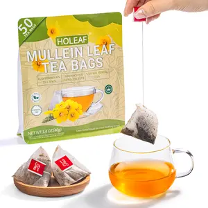 HOLEAF Mullein Leaf Tea Bags 50ct | Natural Caffeine-Free Herbal Tea | Eco-Corn Fiber Soothing Daily Drink