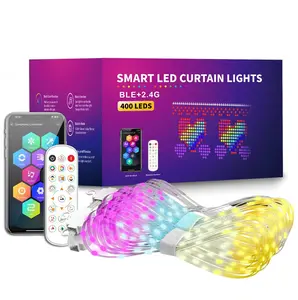 Smart LED Curtain Lights with 400 LEDs, 10x10ft Large & App/Remote Control, USB Powered for Bedroom, Christmas Party, Wedding, Outdoor, Wall, Jellyfish & Lava Lamp Style Decoration