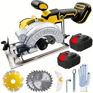 Brushless circular saw set -21V lithium battery, 6900 RPM. Includes dual battery, fast charger, 3 blades (wood/metal). 45° dual bevel, safe lock, rating. 15mm cut for 2.8 seconds. Lightweight, portable, dry Thanksgiving, Christmas gifts
