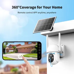 White 4G LTE Cellular Solar Surveillance Security Camera – 2K HD Video 360° View, No WiFi, Remote APP Controlled, Motion Activated, Night Vision, 4G Data Card Included (Data refill is required for Unlimited 4G data usage)