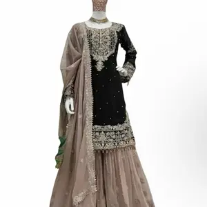 Fully embroidered full sleeve 2 color combinations  outfit