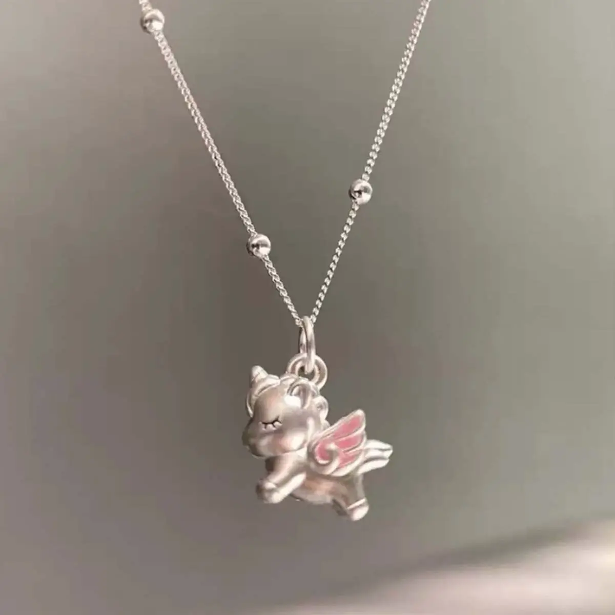 Niche fashion sweet cute cartoon mini unicorn necklace punk simple girls clavicle chain for girlfriend gift