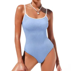 ANRABESS Women One Piece Swimsuit Backless Full Coverage Ribbed Adjustable Strap Bathing Suit Beach Vacation Clothes Swimwear