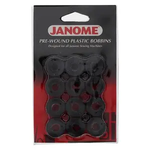 Janome 12 Prewound Black Plastic Bobbins PREWB72