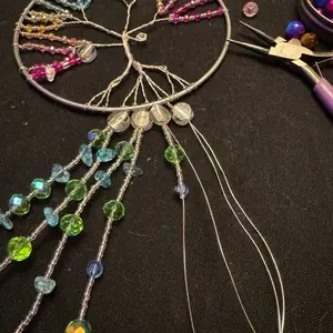 Rainbow Tree of Life Sun-catchers with Colorful Beads and Silver Wire for Home Decor