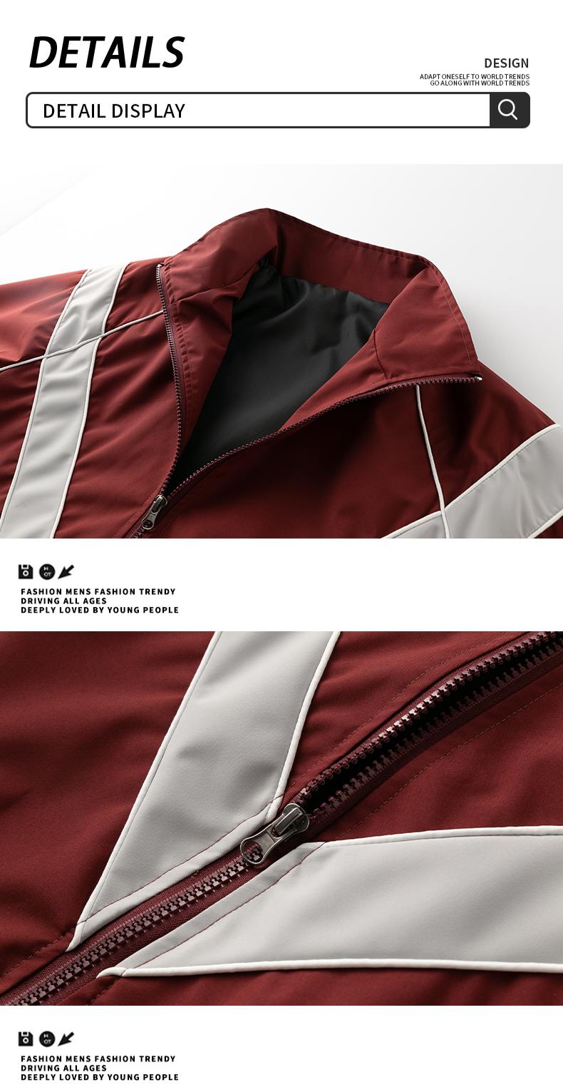 Men's Casual Stand Collar Jacket Features contrasting color trim detailing Windproof and abrasion-resistant surface Ideal for cycling, streetwear, and everyday casual wear Perfect layering piece for outerwear Streetwear apparel Coats Long Sleeve Menswear