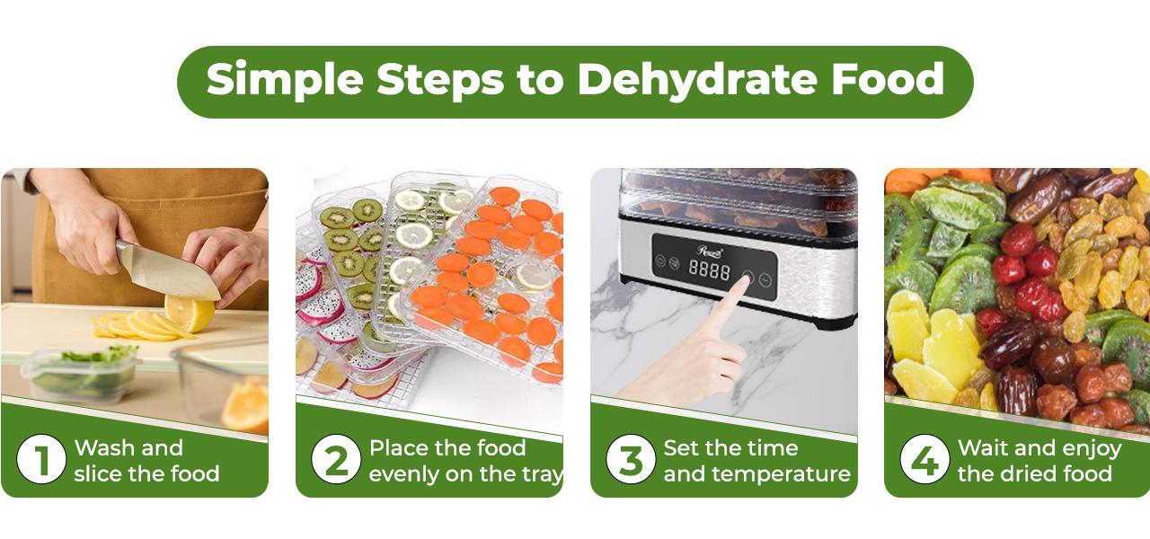 Rosewill Compact Food Dehydrator, 5 Stackable Trays with Adjustable 48H Timer and Temperature Control - Electric Food Preserver for Jerky, Fruits, Veggies, Meat & Dog Treats