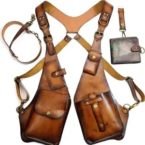 Vintage Steampunk Underarm Bag, Halloween Cosplay Leather Wallet, Medieval Style Shoulder Strap Purse, 1pc Retro Accessory