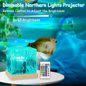 Ocean Lamp Water Light Projector - Water Ripple Projector Light Cube Aurora Northern Lights Wave Ripple Night Light for Bedroom (16 Colors)