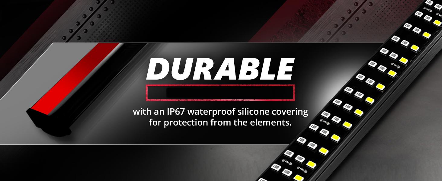 DIBMS Truck Tailgate Bar 60" Triple Row 432 LED Strip with Red Brake White Reverse Sequential Amber Turning Signals Strobe Lights, Triple Row Universal LED Tailgate Light Bar.