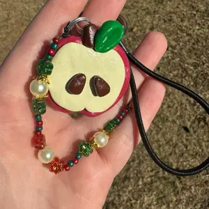 Hand sculpted, painted, and beaded keychain