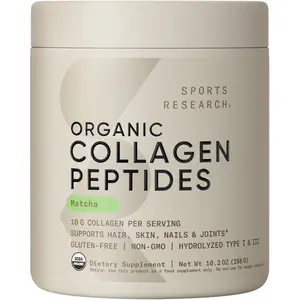 Sports Research Collagen Peptides - Hydrolyzed Type 1 & 3 Collagen Powder Supplement Easy Mixing, Collagen for Women & Men - Matcha Flavor