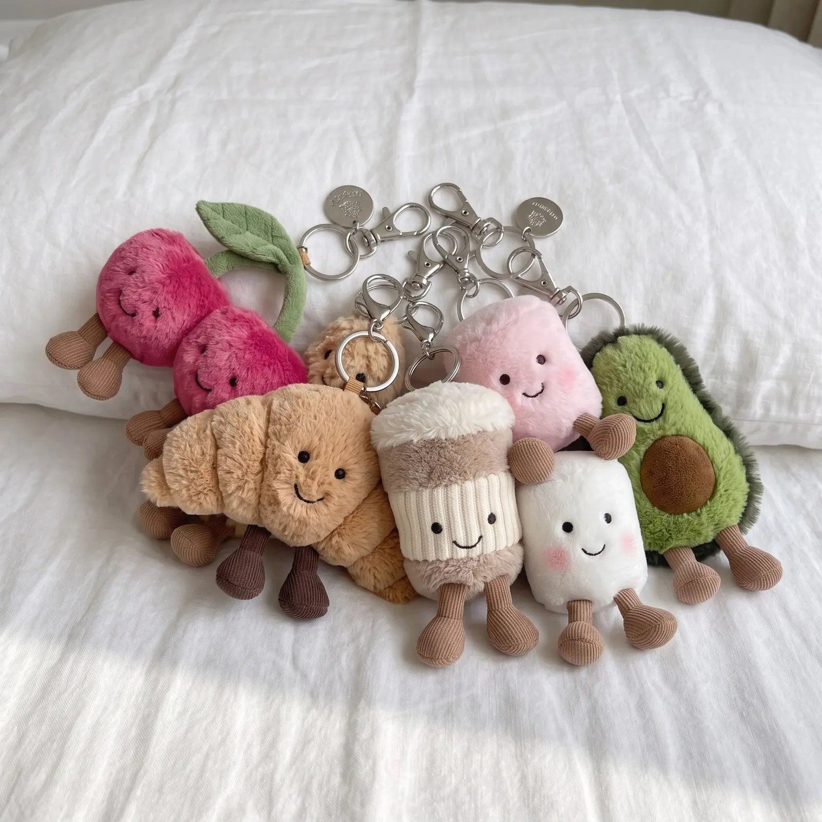 JellyCat Plush Bag Charm Collection, Adorable Plush Keychain, Back To School Bag Charm, Cute Soft Coffee Bag Accessory, Adorable Cloud Gift for Her, Bag Charm