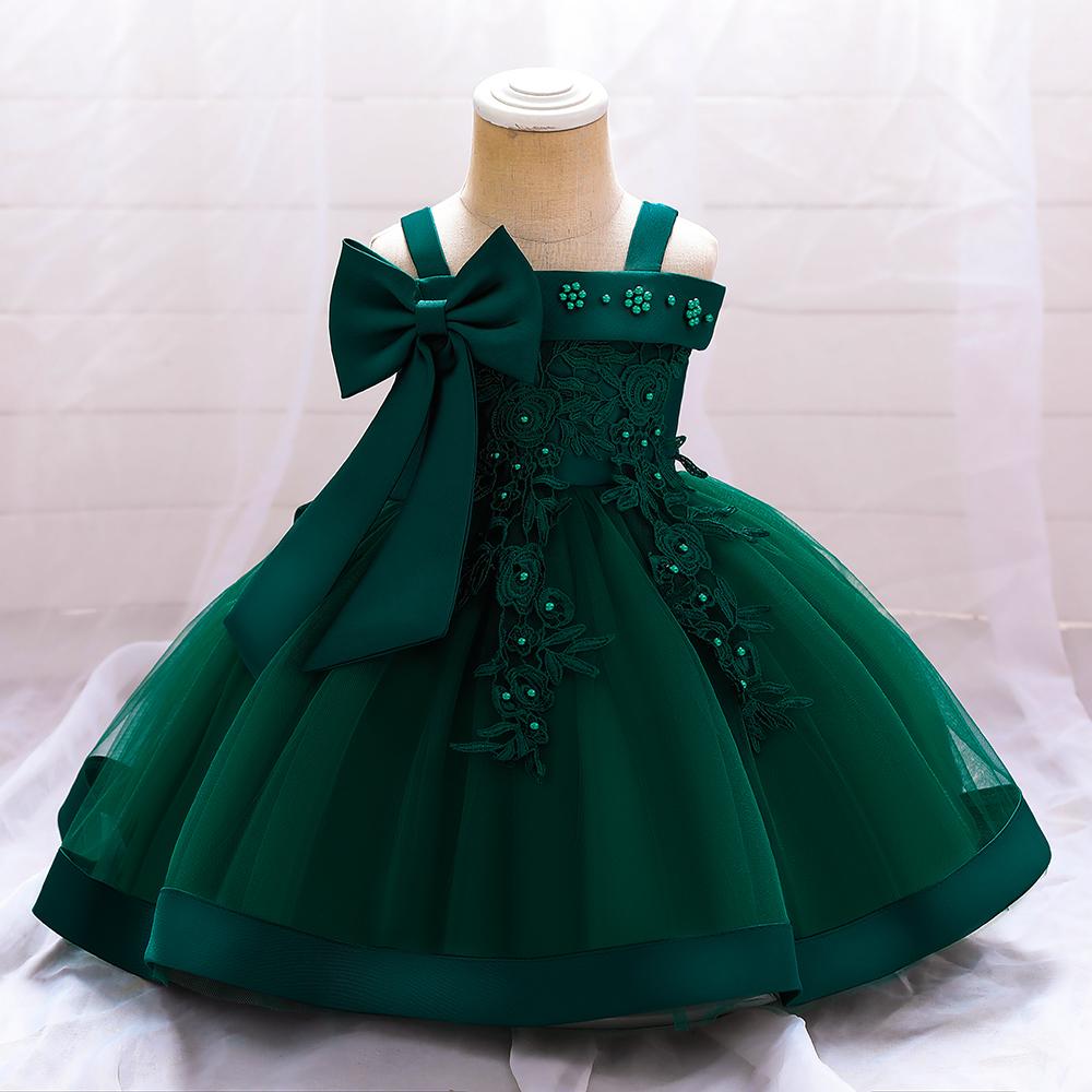 5081 Girl Princess Dress Flower Bow Elegant A-line Princess Skirt Perfect for Performance Wedding Parties and Summer Wearing Fashionable Design