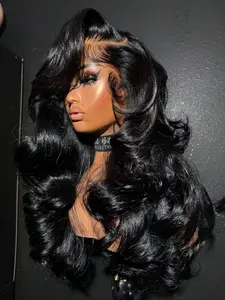 13x4 Body Wave Lace Front Wigs Human Hair Pre Plucked HD Transparent Lace Frontal Wig with Baby Hair 180% Density 10A Glueless Brazilian Virgin Human Hair Lace Front Wigs for Women Natural Black 40Inch
