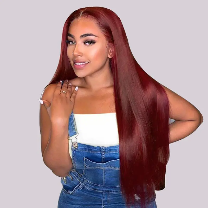 Alipearl Hair 99J Burgundy Color 5x7 Lace Closure Straight Wigs Human Hair Put On And Go Cherry Cola Red Wig Pre Cut Pre Plucked Lace Wig FallFreshness