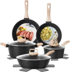 SODAY 12 Pcs Pots and Pans Set Non Stick, Kitchen Cookware Sets White Granite Nonstick Cooking Set with Frying Pans, Saucepans,Nonstick Pots with Glass Lid (NO PFOS, PFOA),Kitchenware,stock up on specials,Valentines Day gifts, gifts