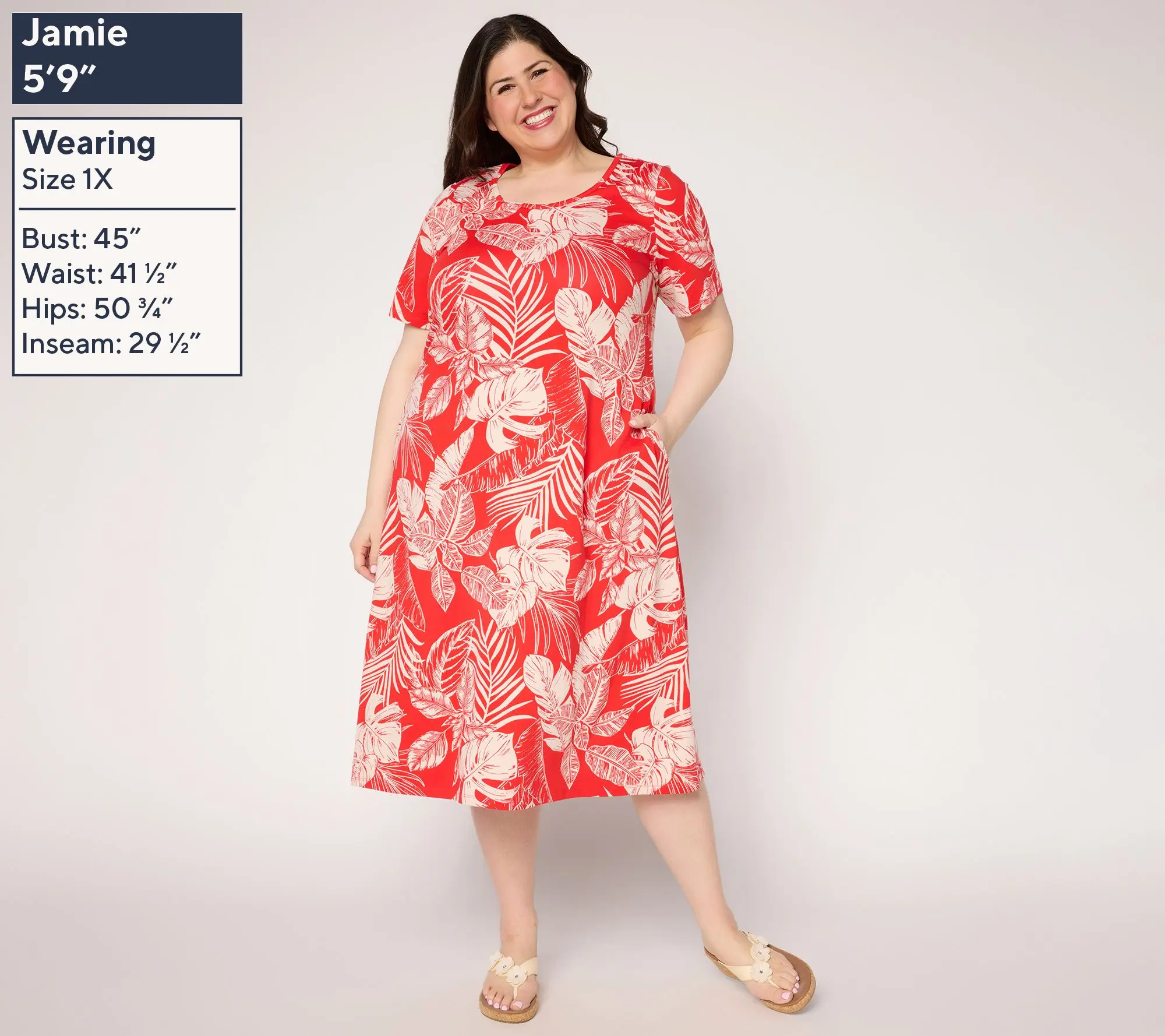 Denim & Co. Beach Jersey Tall Midi Dress with Pockets