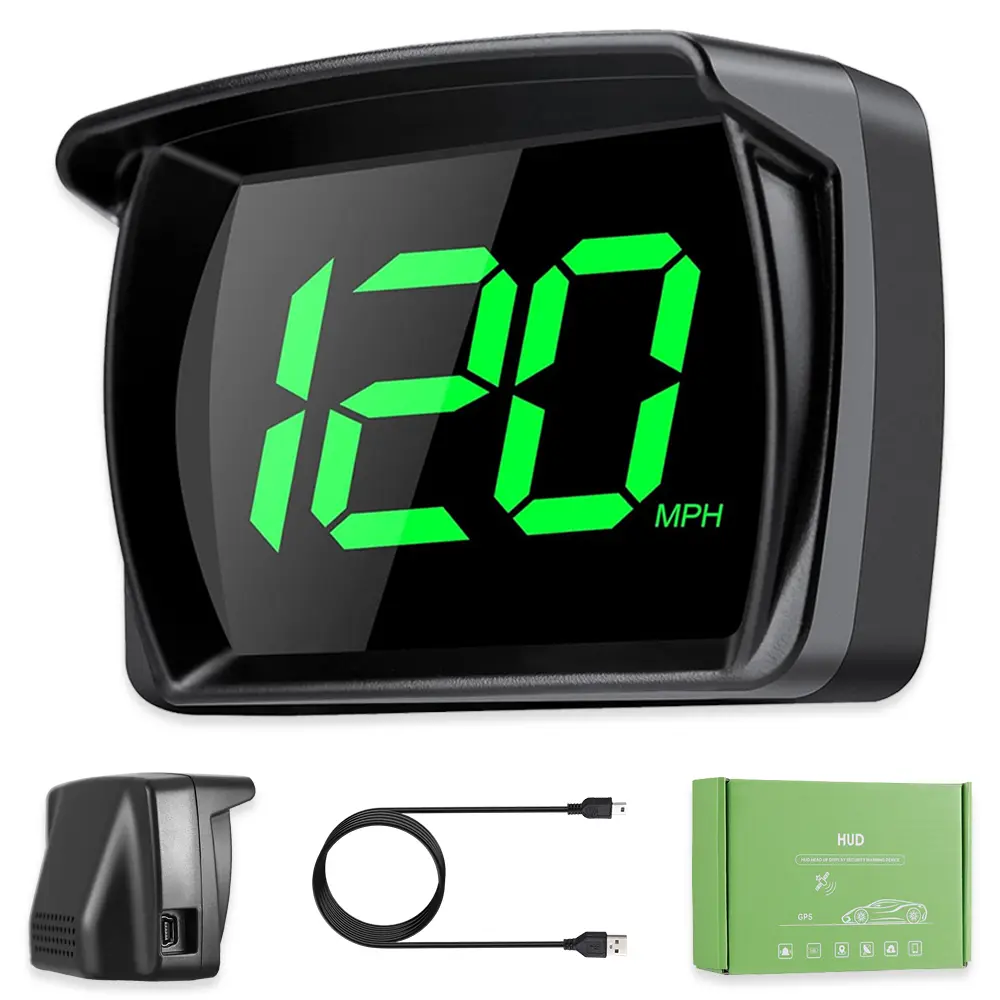 Dazone GPS Head-Up Unit (HUD) GPS Speedometer Motorbike Instruments, Antislip Mat Base, Dual Chip GPS+Beidou Speed, Fixed MPH Units, USB Plug-In for All Vehicles