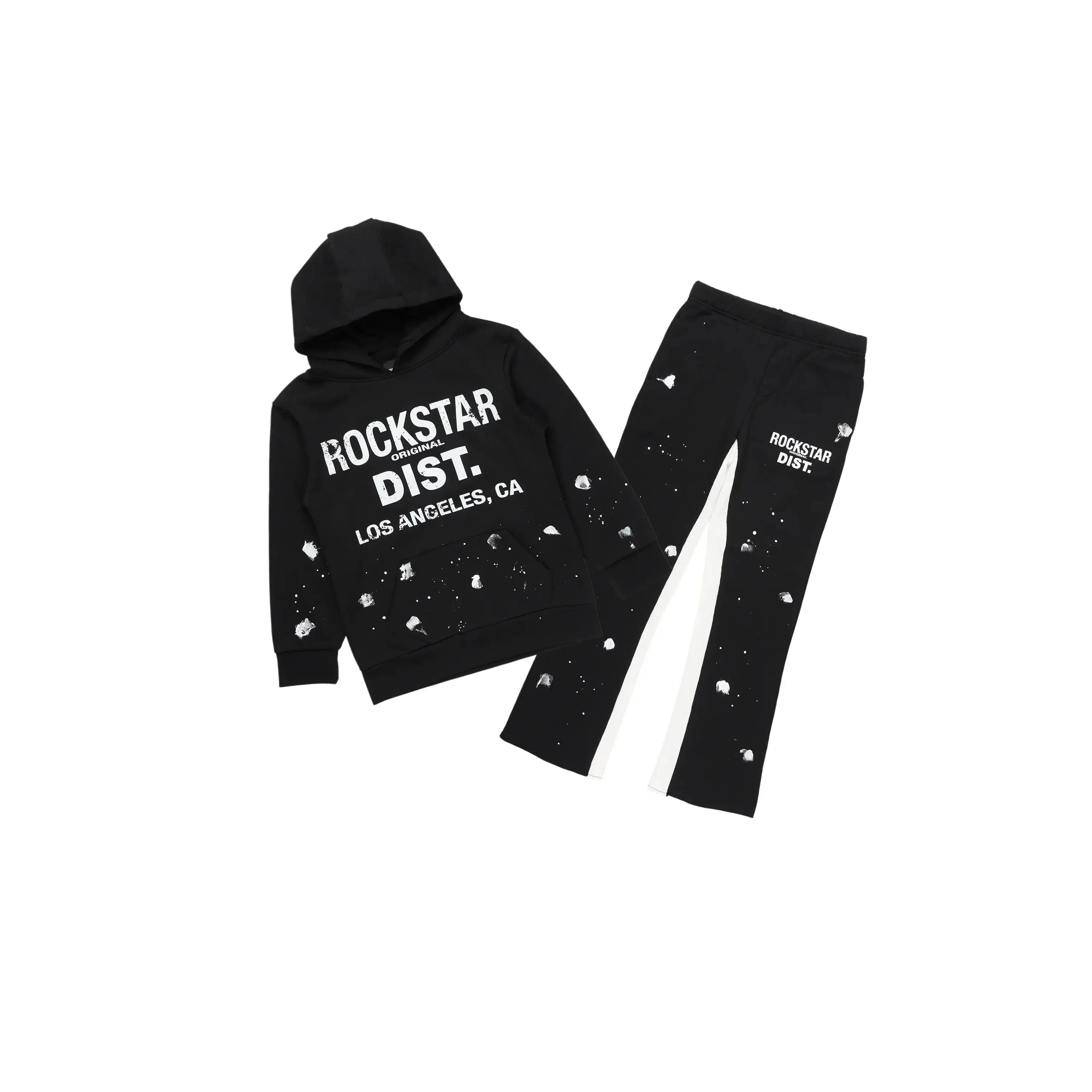 Boys Scottie Black/White Baggy Stacked Track Set