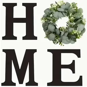 A Rustic Style HOME Letter Sign Adorned with a Eucalyptus Wreath, Made of Wood, Is The Perfect Gift for Housewarming And Weddings, Ideal for Home Decor table decoration room