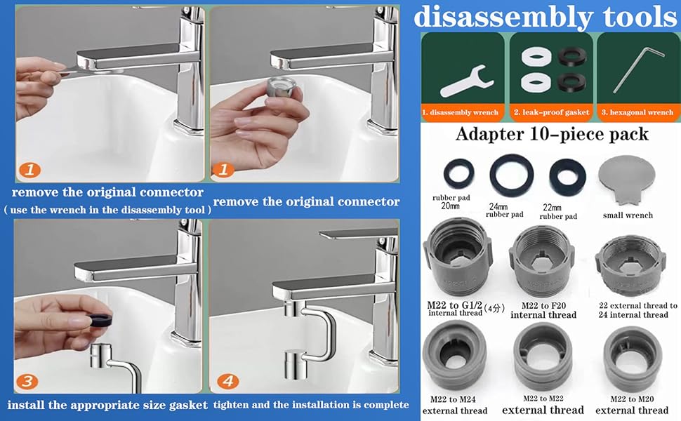 1080° Rotating Faucet Extender Aerator,Solid Brass Universal Splash Filter Faucet,1080 Big Angle Swivel Faucet Aerator Sink Attachment,Dual-Function 2-Flow Sprayer