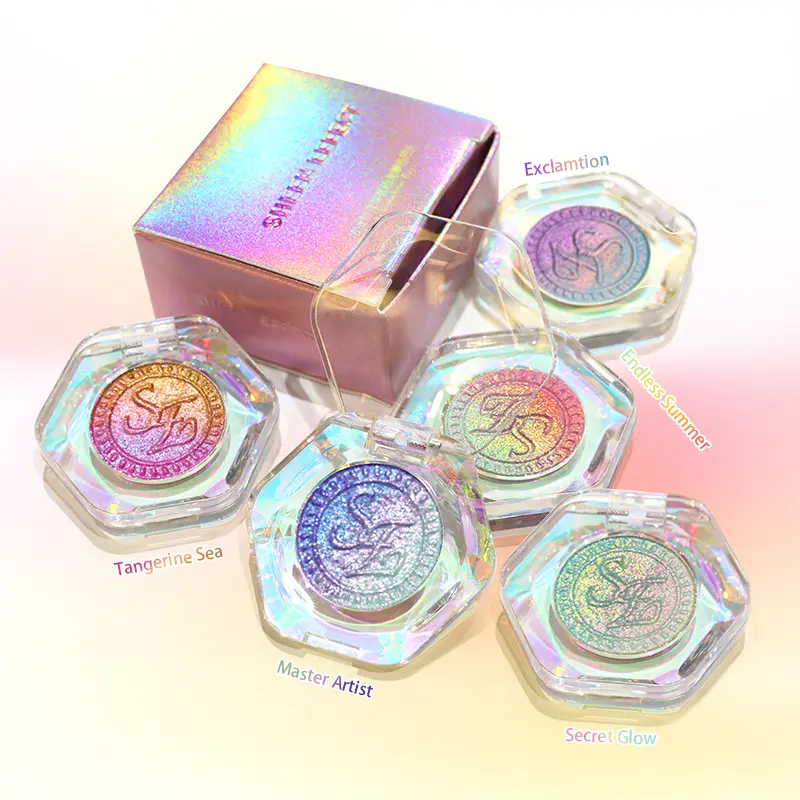 SE SHEENEFFECT Luxury Multichrome Highlighter Powder, 2-in-1 Rainbow Prismatic Blush Makeup with a Radiant Gradient Finish, Illuminator, Prismatic Glow Highlighter, Brightening