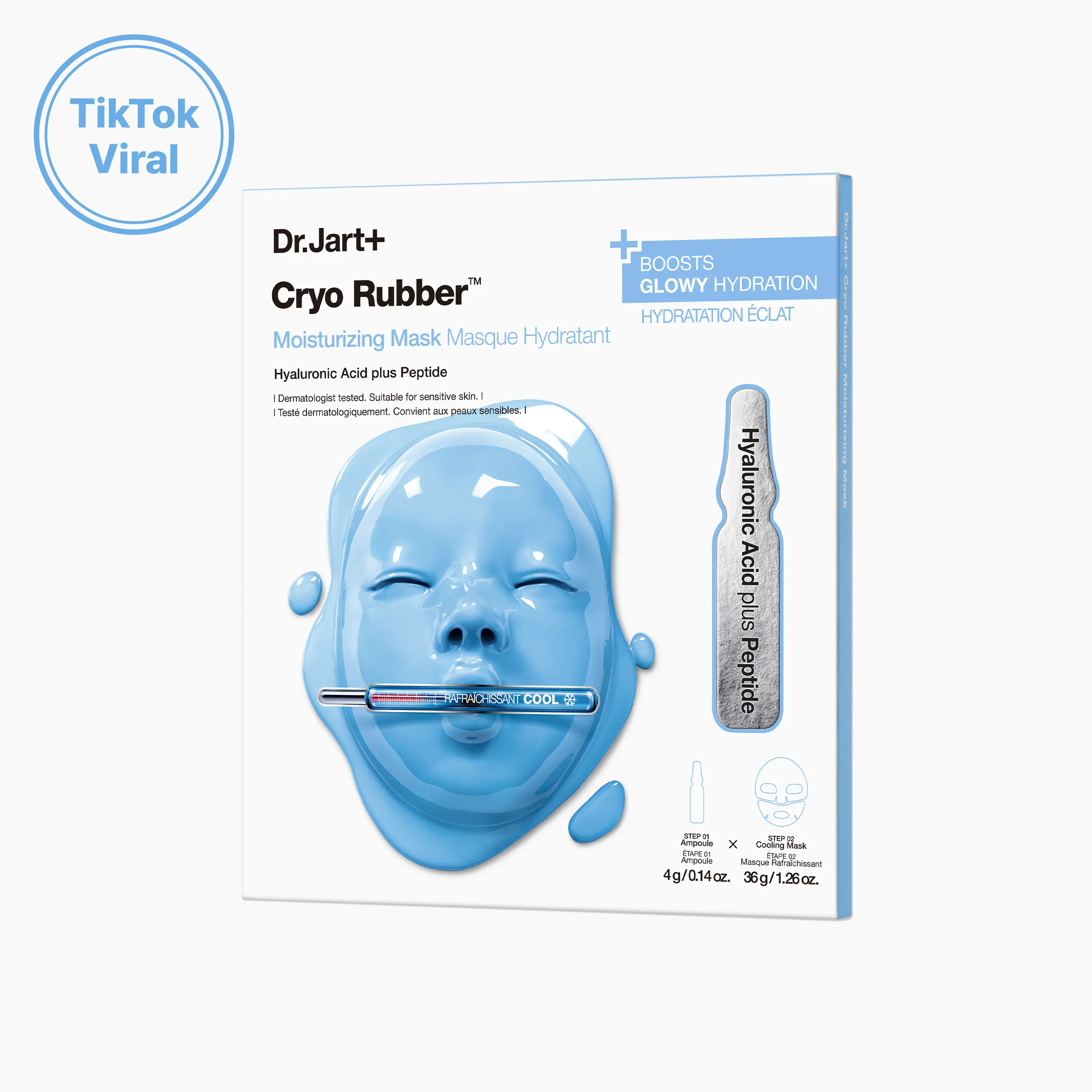 Dr.Jart+ Cryo Rubber Moisturizing Face Mask | Hyaluronic Acid Face Mask | Cooling Rubber Mask | Hydrating Face Mask | Korean Glass Skin Mask | Moisture Barrier Mask