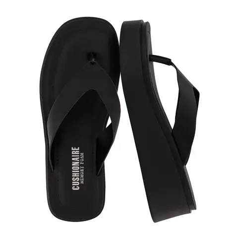 Cushionaire Pippin Chunky Platform Flip Flops - Stylish Wedge Thong Sandals for Women with Cushioned Footbed and Durable Flatform Sole