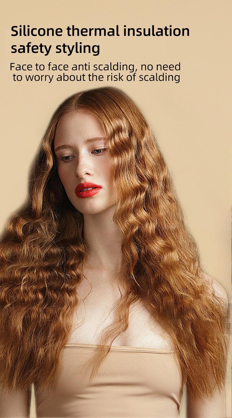 PretiHom beach wave crimper hair stick fluffy big wave ripple without hurting hair lazy perm 32mm splint Comfort Curling Irons