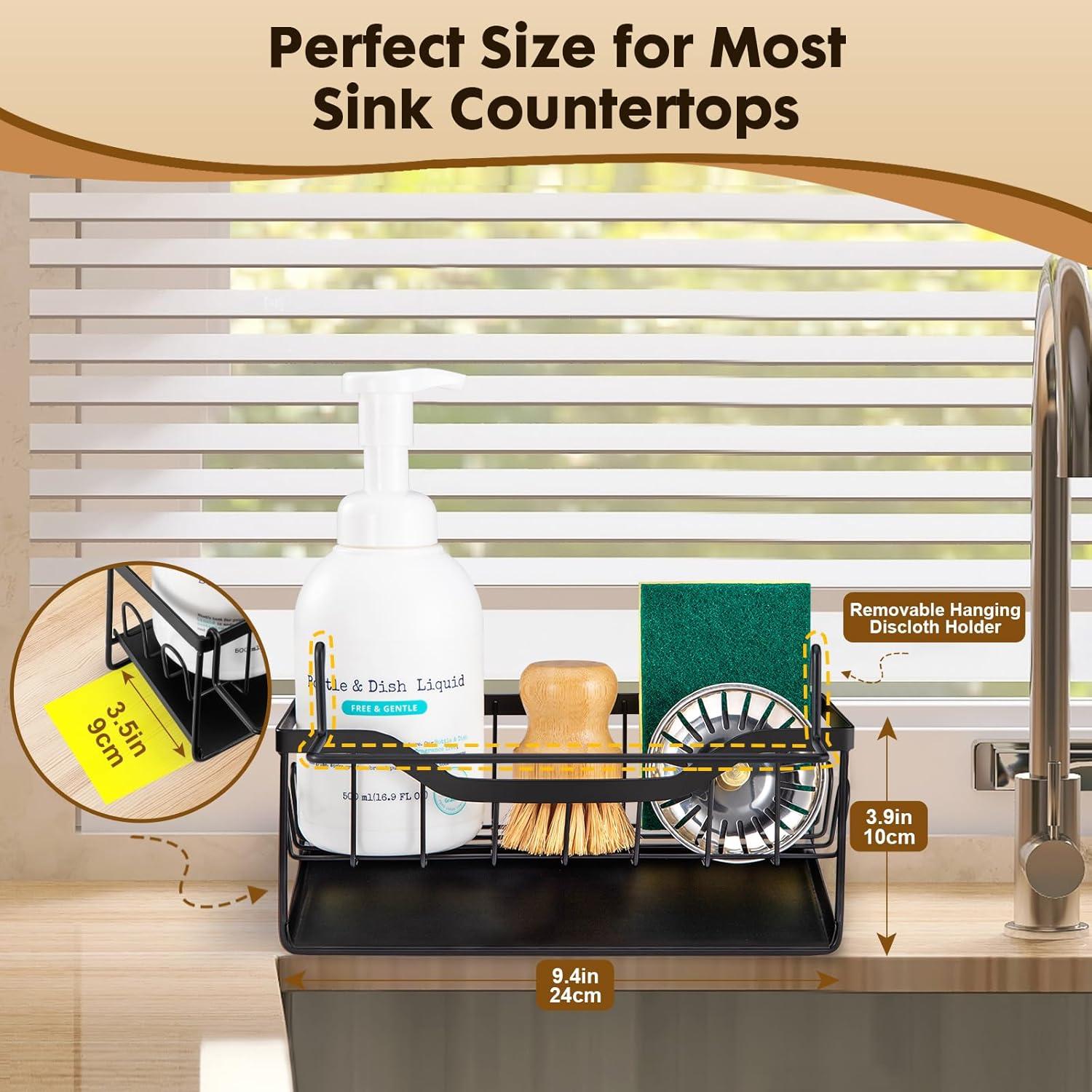 Mother’s Day Gift &Summer Gift] Kitchen Accessories Sink Drying Rack Gadgets,Stainless Metal Sponge Drain Holder,Multifunctional Storage Rack,Storage Organizer,Household Essentials,Fall Decor rustproof kitchen multifunctional kitchen organizer last-minute