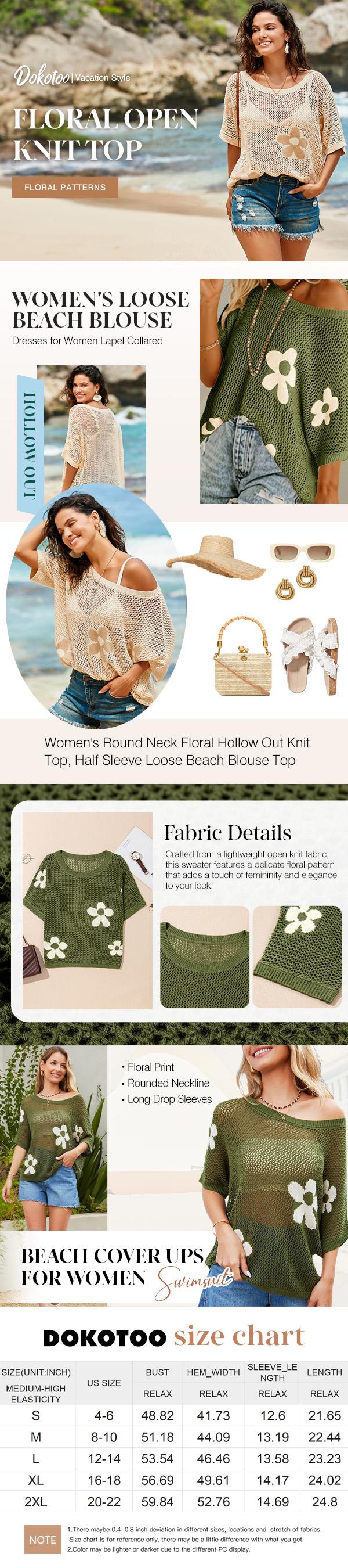 Dokotoo Womens Floral Fashion Summer Tops 2026 Short Sleeve Crochet Sweaters Swimsuit Cover Ups Lightweight Knit Pullover Dokotoo Womens Floral Fashion Summer Tops 2026 Short Sleeve Crochet Sweaters Swimsuit Cover Ups Lightweight Knit Pullover