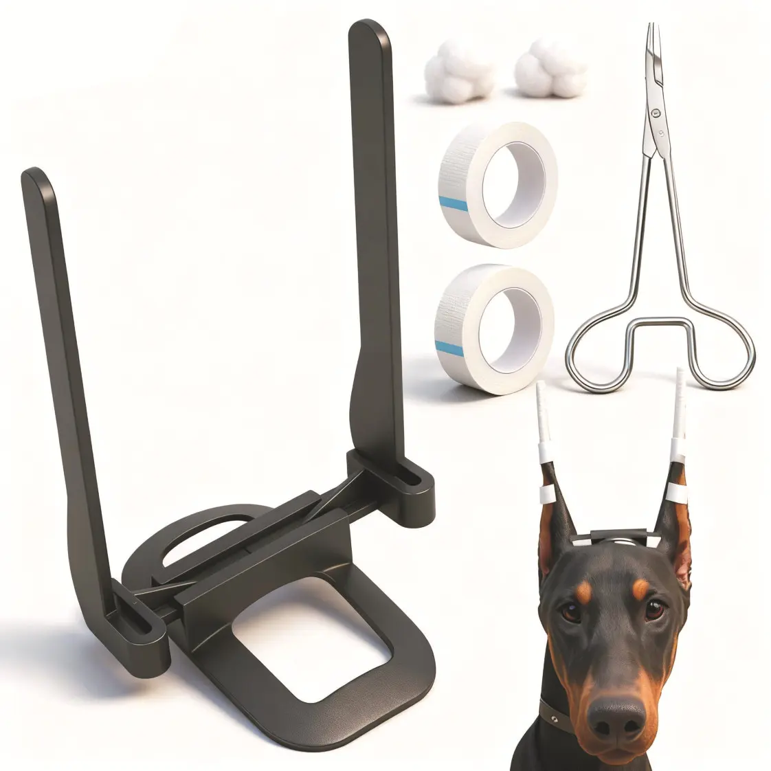 Dog Ear Support and Correction Device, Ear Straightener and Care Tool for Dogs - Doberman Ear Patch Set, Premium Pet Care Solution
