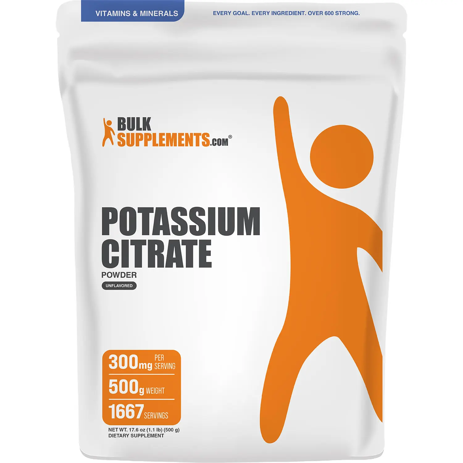 BulkSupplements Potassium Citrate Powder Dietary Mineral Supplement - 500g, 300mg per Serving - Bone-Support Aid, Bone Health Support, Muscle Recovery, Electrolyte Balance - Mixes Easily into Water