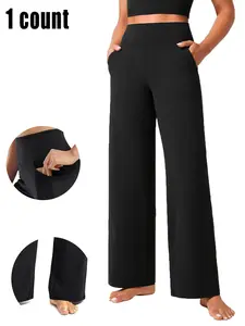 One Black Straight-Leg Pants for Women Spring Casual Comfort Style with Pockets and High Waist Design