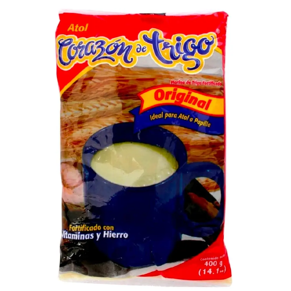 Corazon de Trigo Fortificado con Vitaminas y Hierro corn and hot cereal mix 1 Bolsa de 400 gr. From Guatemala