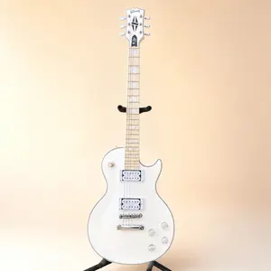 White LP Guitar, Maple Fretboard, solid Body ,HH Pickups, hrome-plated hardware
