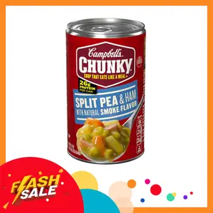 Split Pea Soup with Ham, Hearty Canned Soup with Potatoes and Carrots, 26g Protein, Ready to Eat Microwavable Meal, 19 oz Can