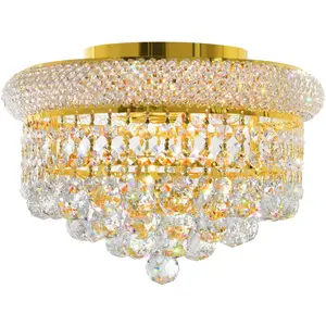 CWI Lighting Empire 3 Light 12 inch Gold Flush Mount Ceiling Light 8001C12G